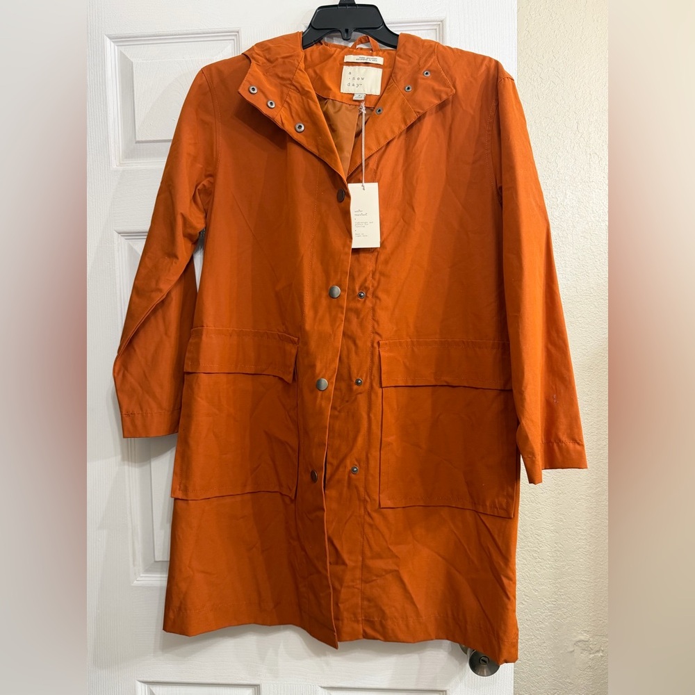 Burnt  orange  Hooded Women's Coat